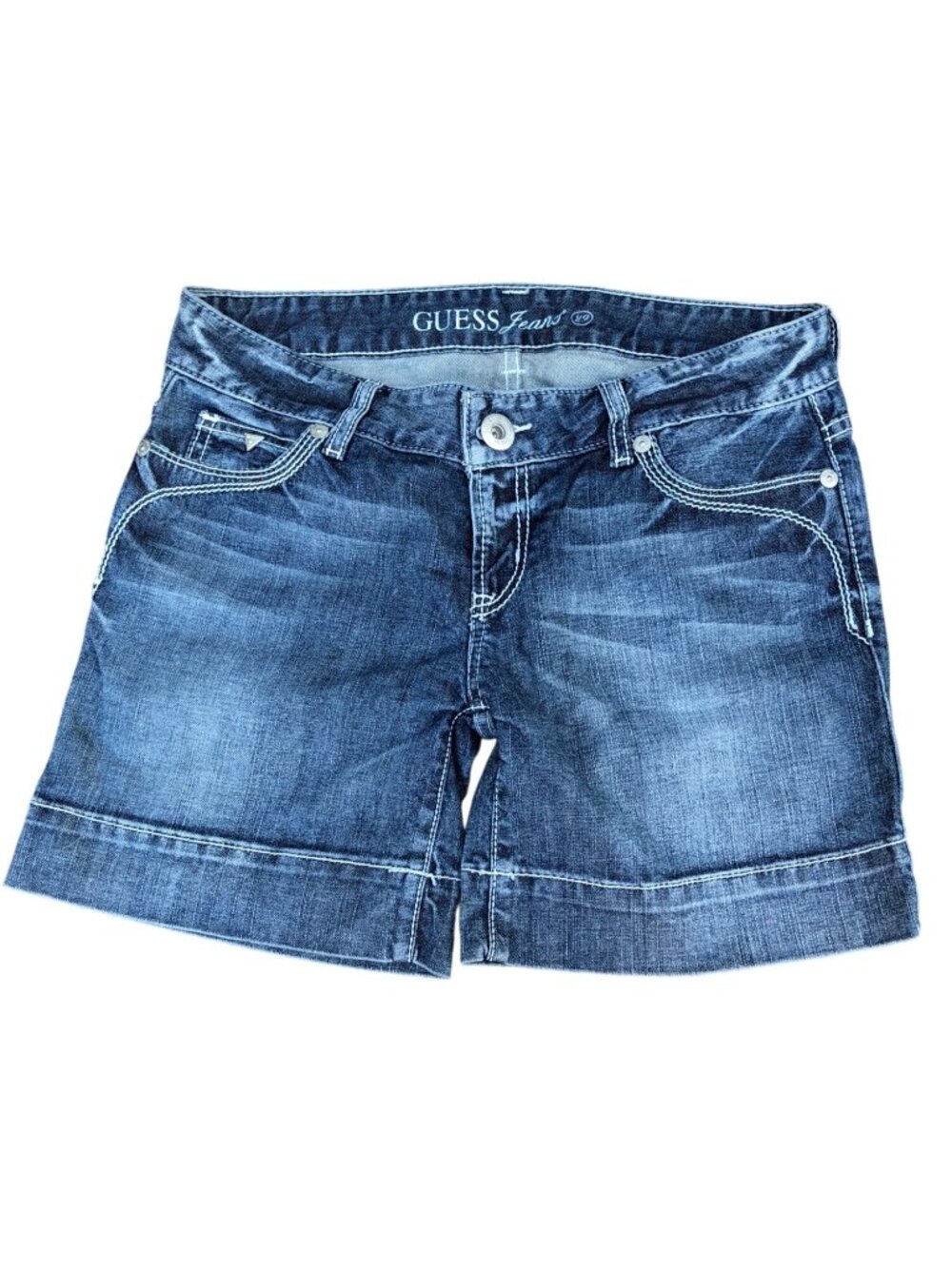Guess Jean Shorts Womens 29 Denim Cuffed Medium Wash Pockets